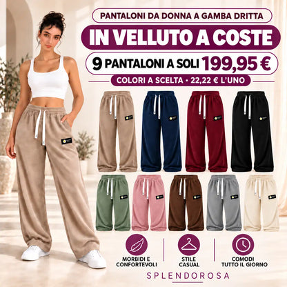 [ULTIMO GIORNO DI SALDI] Pantaloni da donna in velluto a coste a gamba dritta – 100% cotone