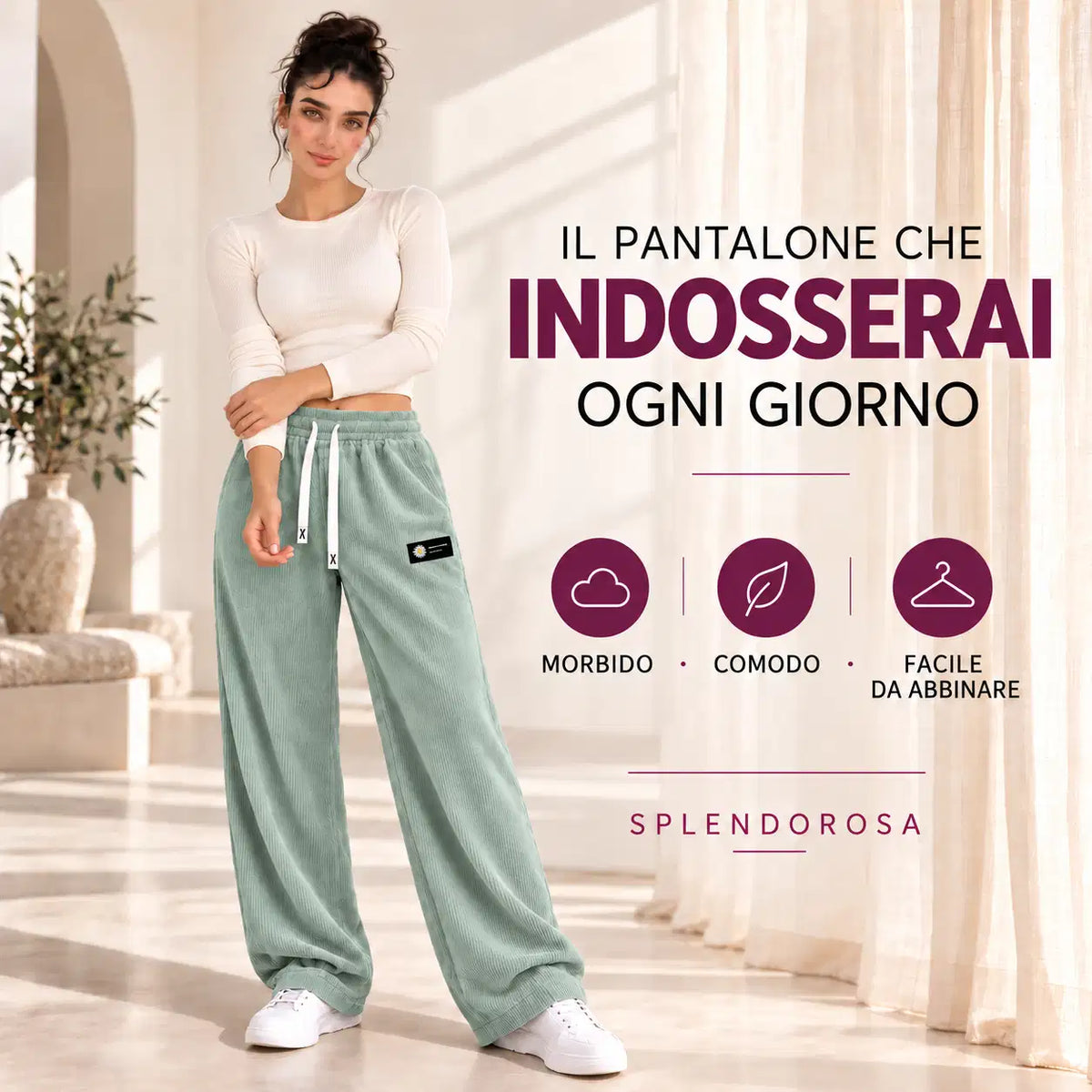 [ULTIMO GIORNO DI SALDI] Pantaloni da donna in velluto a coste a gamba dritta – 100% cotone