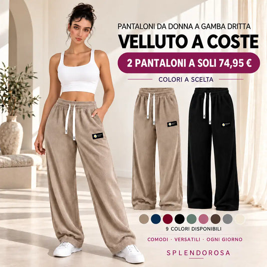 [ULTIMO GIORNO DI SALDI] Pantaloni da donna in velluto a coste a gamba dritta – 100% cotone