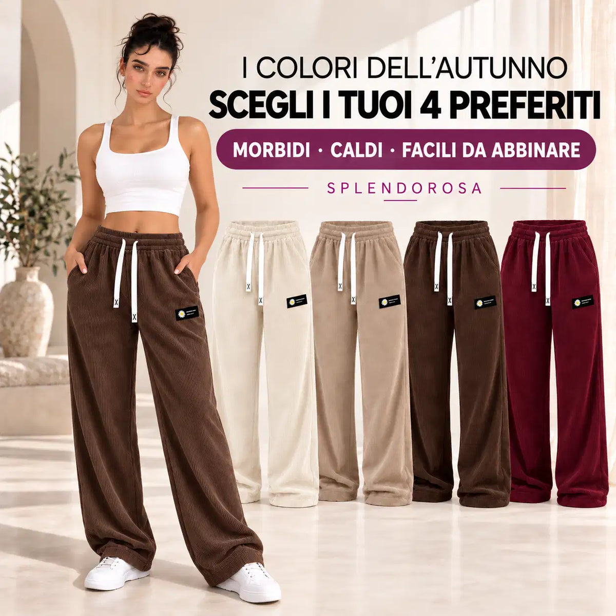 [ULTIMO GIORNO DI SALDI] Pantaloni da donna in velluto a coste a gamba dritta – 100% cotone